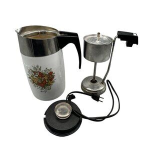 Vintage corningware la cafe Electric Coffee Percolator With Floral Design READ